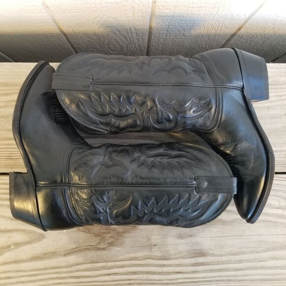 Abilene Top Grain Mens Black Leather Cowboy Western Boots 10 EE 6559 USA - Picture 6 of 13